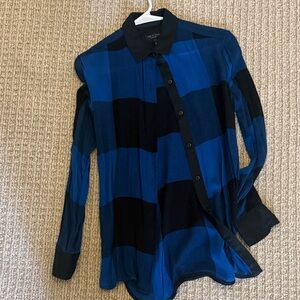 rag & bone Blue and Black Button Down Shirt